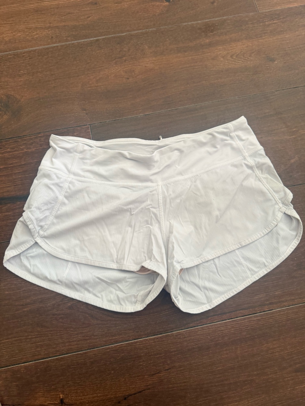 lululemon White Athletic Women's Running Shorts with Built-In Liner - Picture 2 of 4